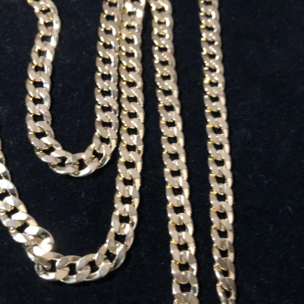 14k gold filled with silver Cuban chain & charm